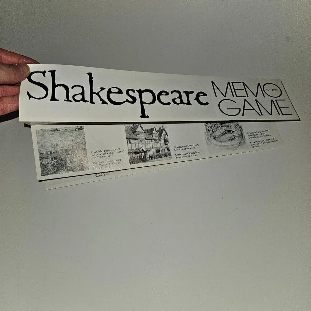 VTG Shakespeare Memo Game Memory Match COMPLETE 72 Cards 1995 Piatnik